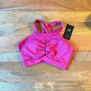 Pink Halara Ruched Open Back Sports Bra Small